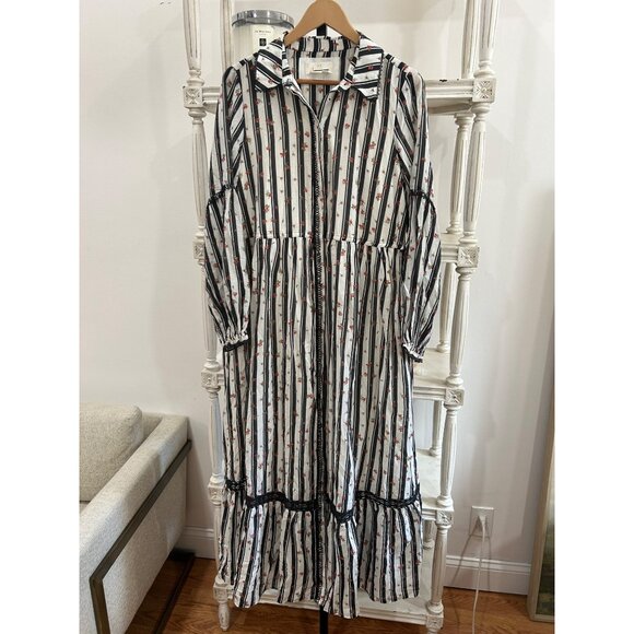 Anthropologie Printed Buttondown Midi Shirt Dress Size Small Floral Accents - Picture 5 of 6